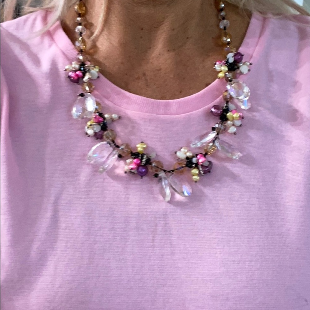 Fun chunky pink crystal necklace